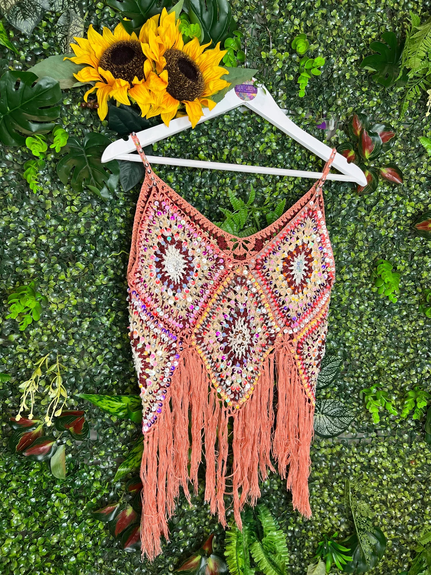 Pink crochet top online