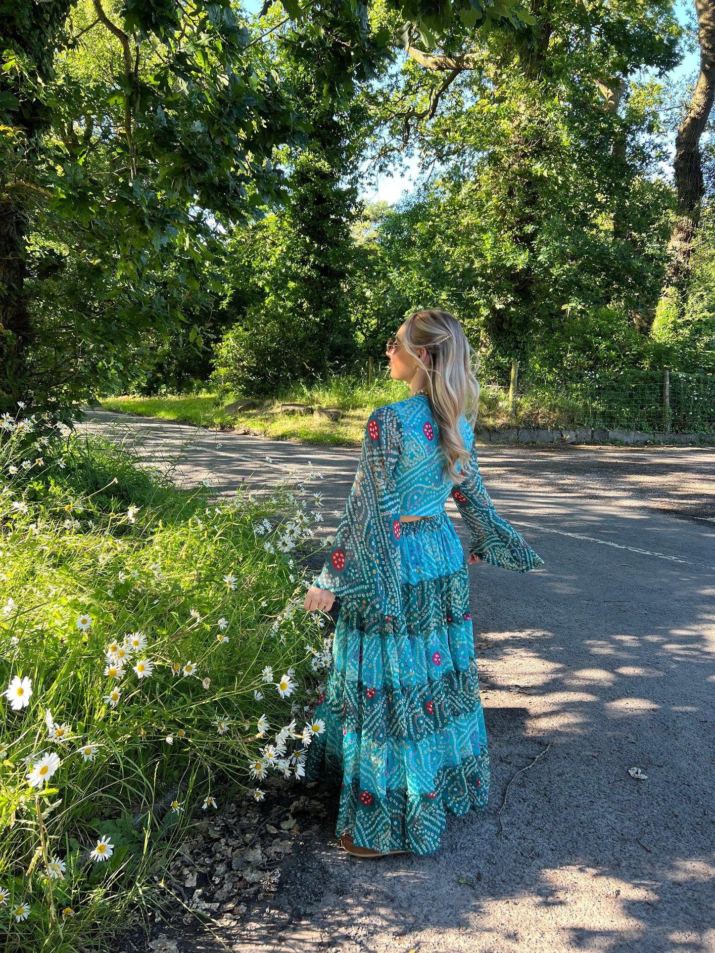 Aura Top & Maxi Skirt Set in Blue