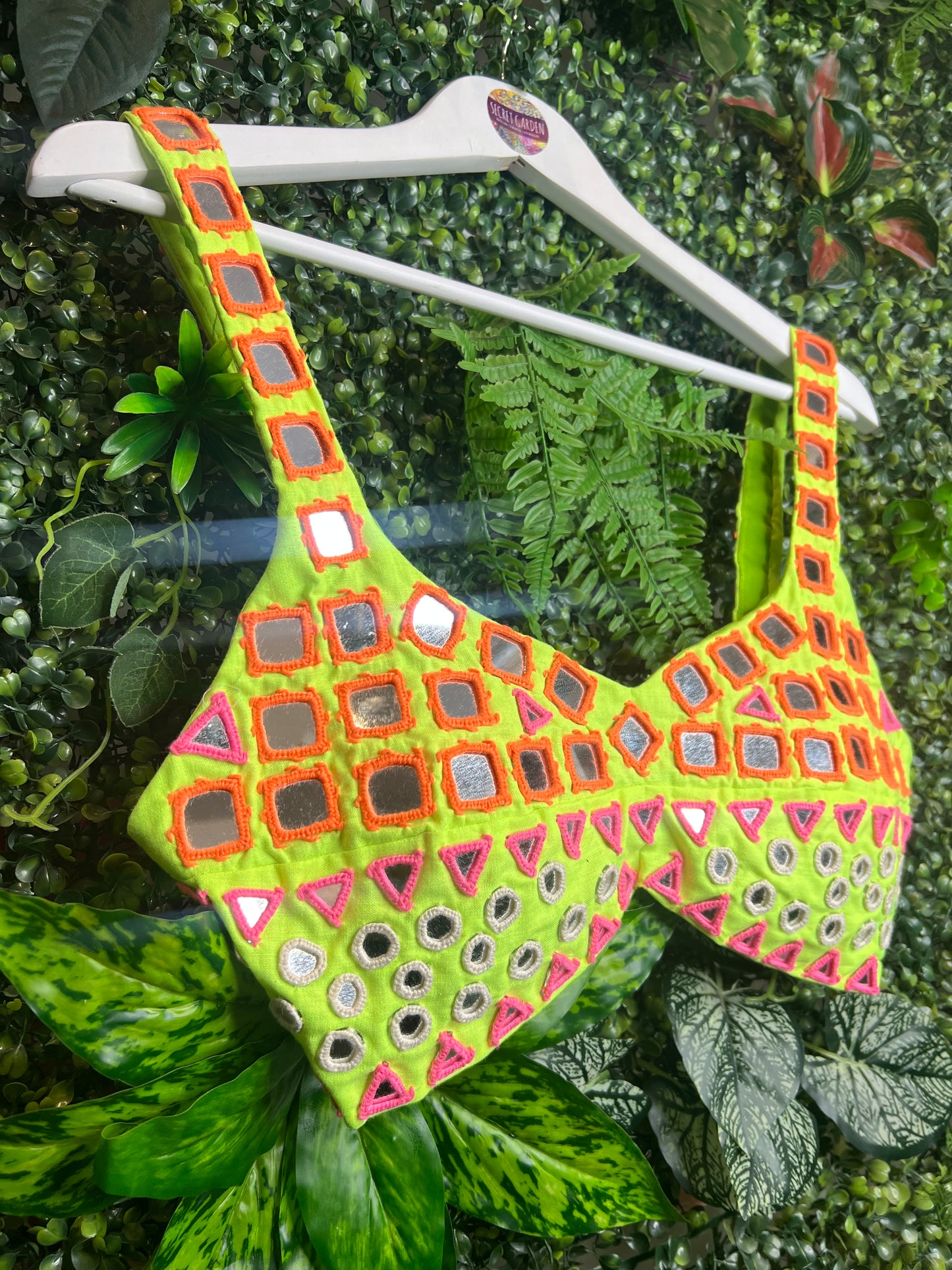 Mendoza Mirrored Tops - Lime Green Bralet