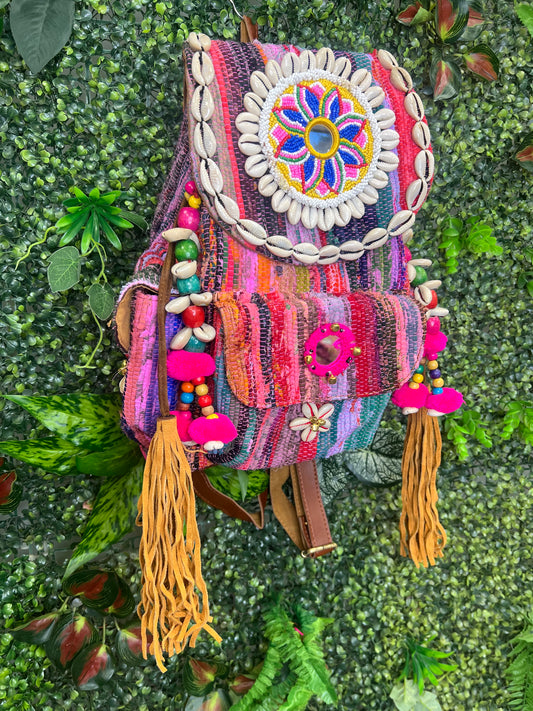 Rag Rug & Leather Backpack - 3