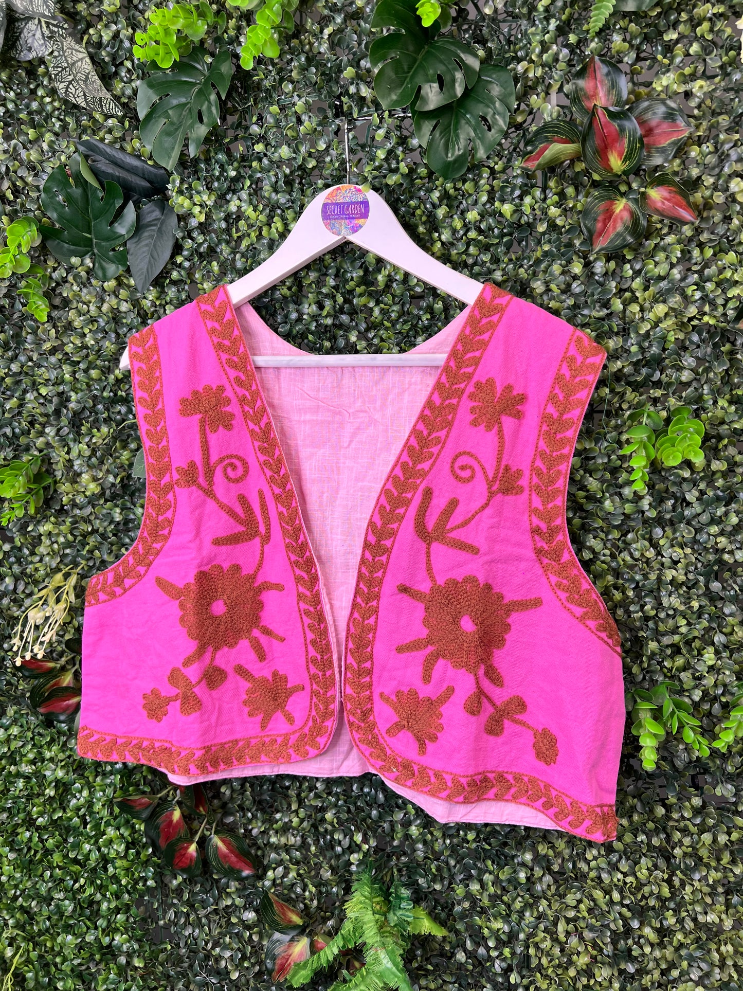 Suzani Waistcoat in Pink & Tan