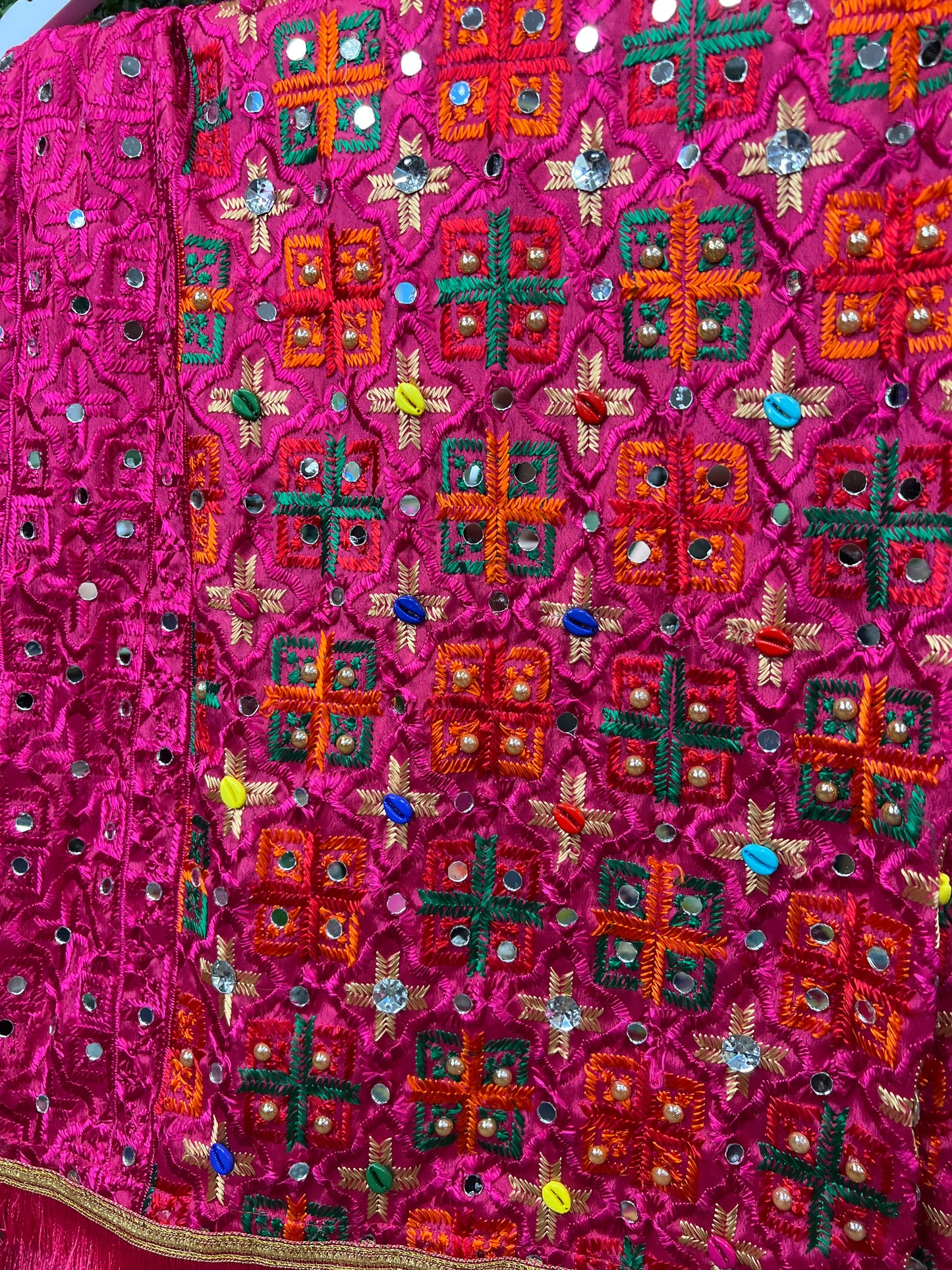 Phulkari Embellished Wool Pink Scarf - 9