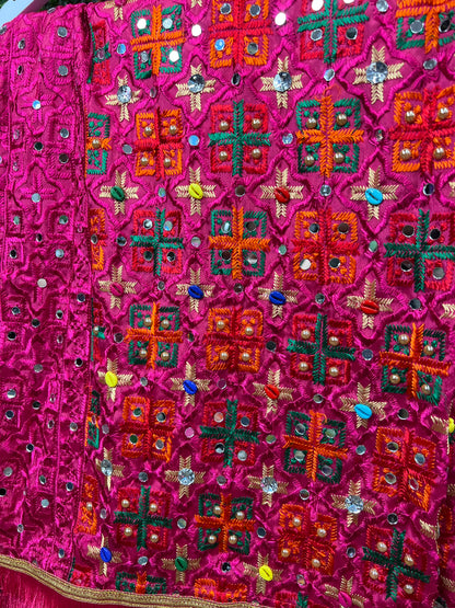 Phulkari Embellished Wool Pink Scarf - 9