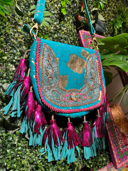 Oia Bag - Metallic Pink & Turquoise