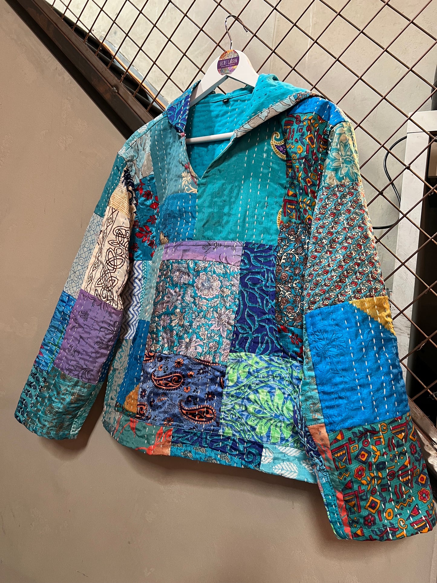 Blue Kantha Hoodie