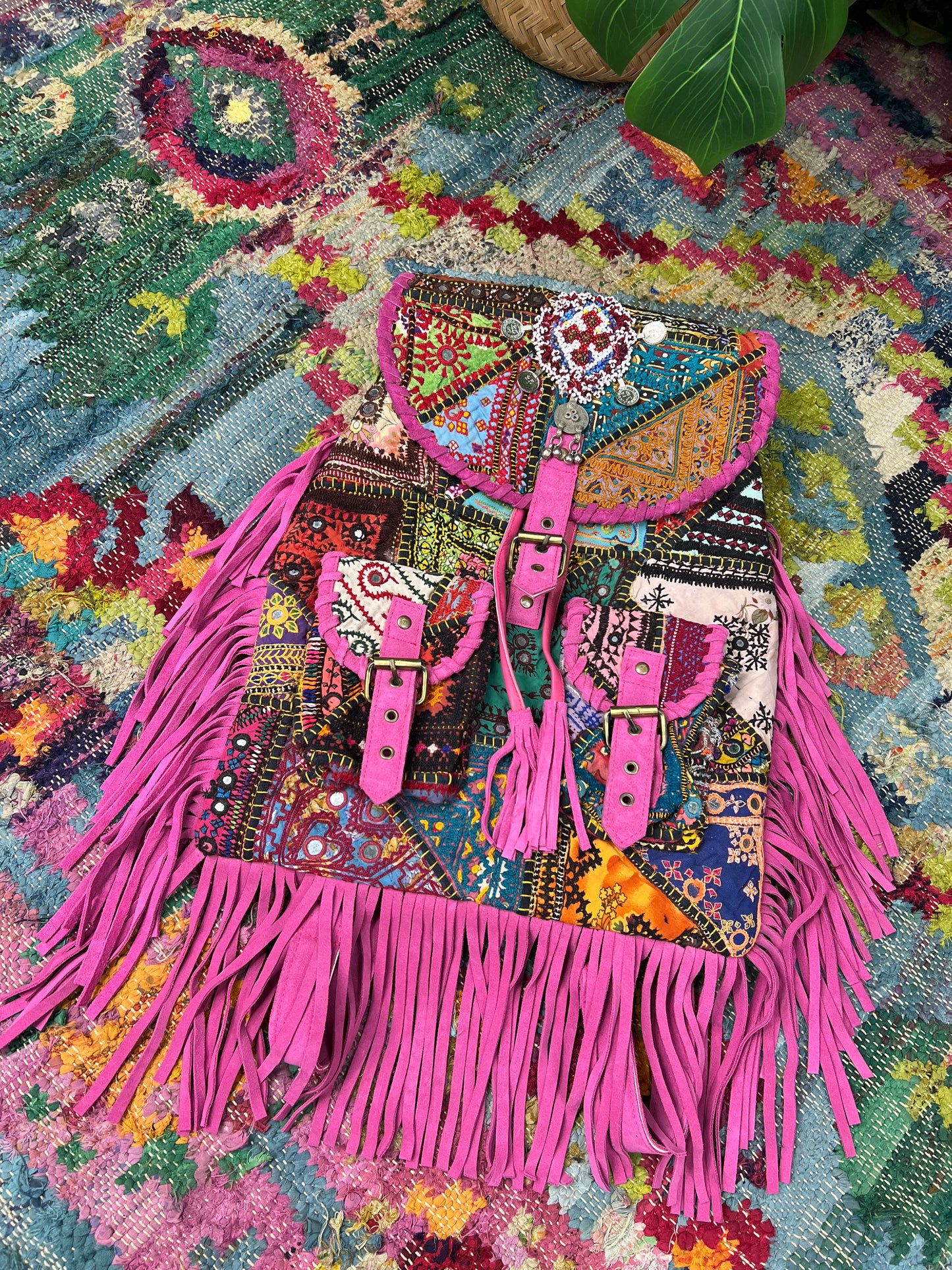 Boho Pink Tassel Backpacks - 3