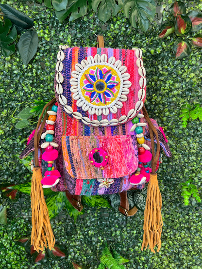 Rag Rug & Leather Backpack - 4