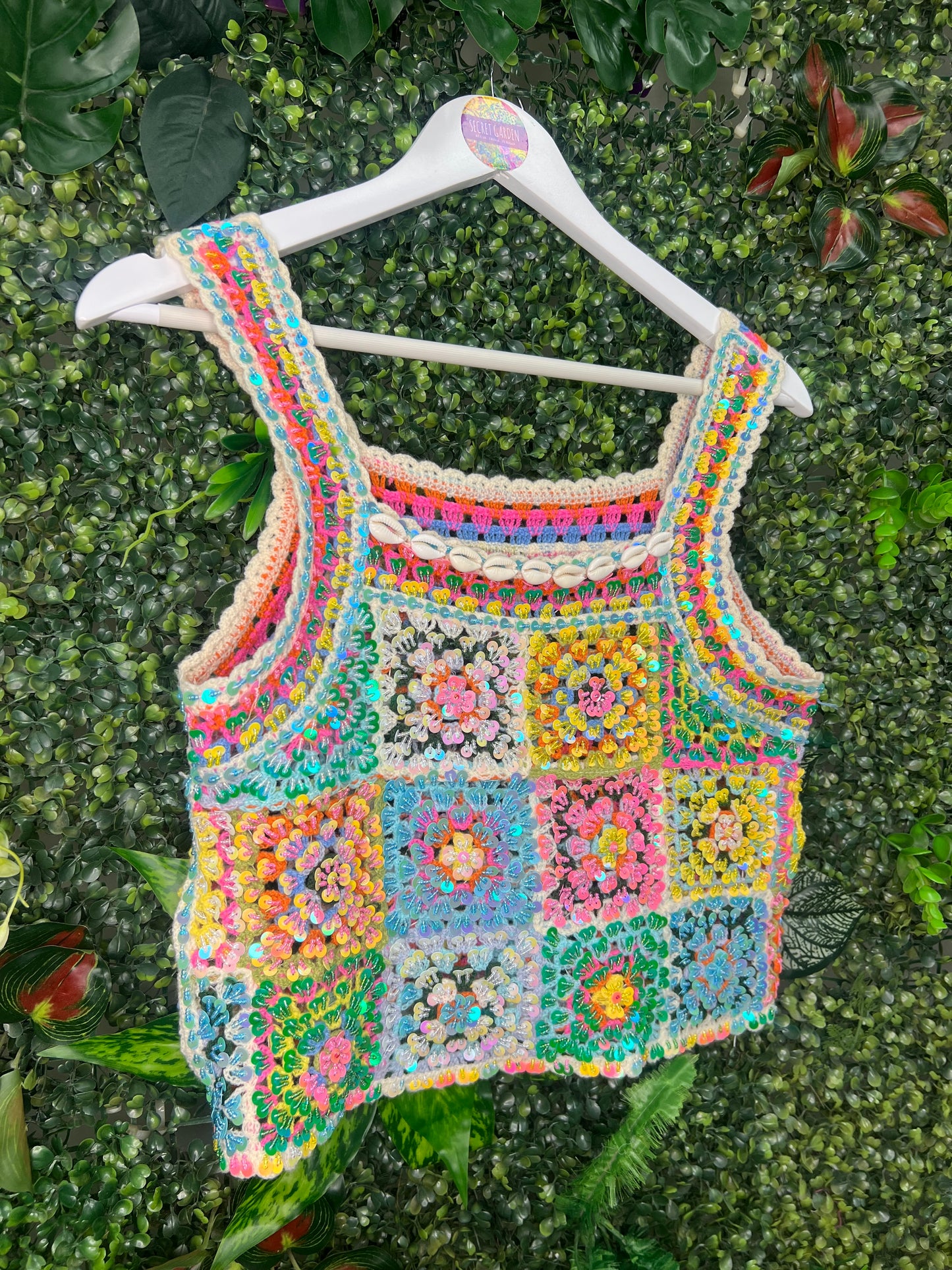 Crochet Sequin Shell Top