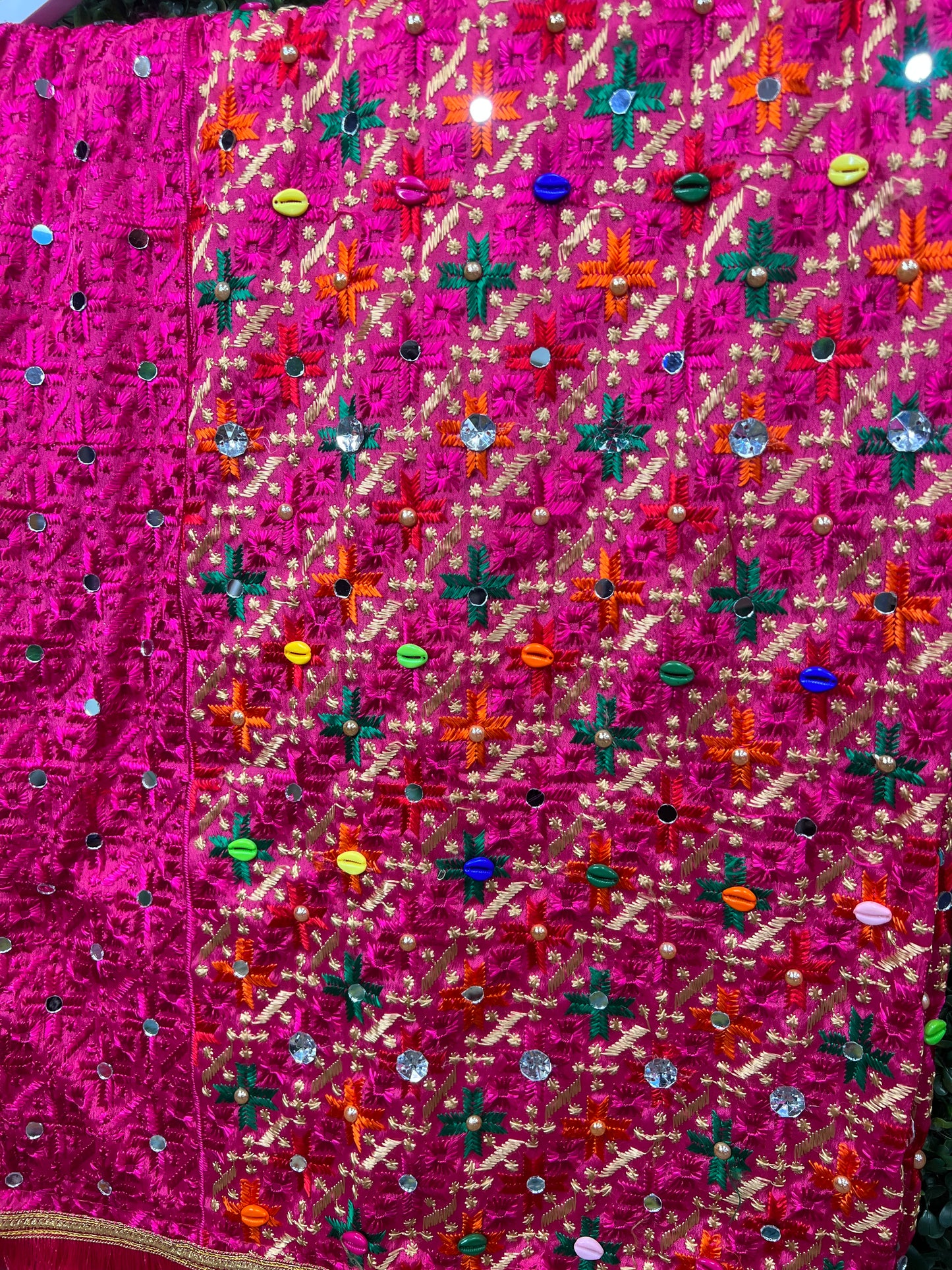 Phulkari Embellished Wool Pink Scarf - 6