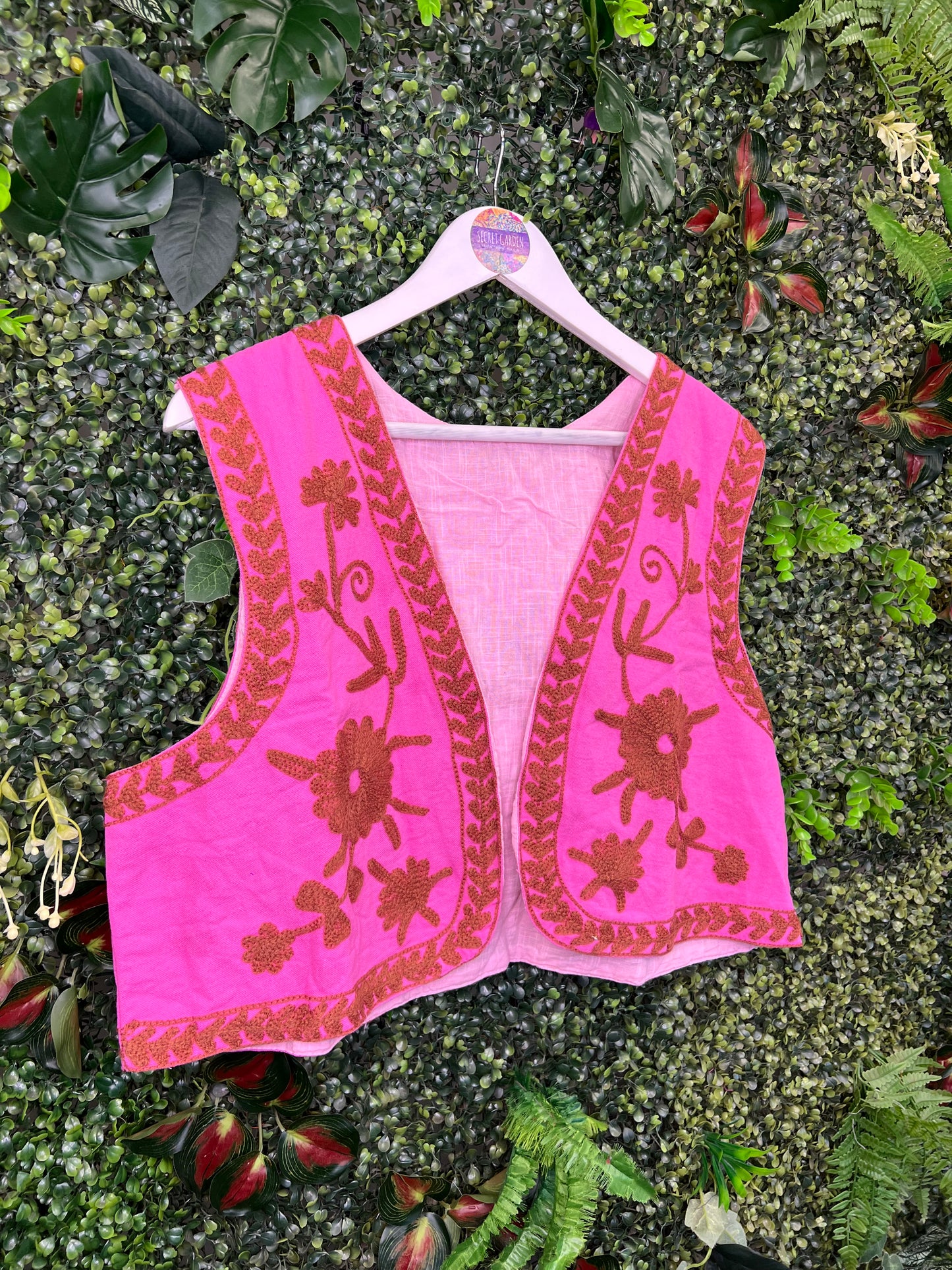 Suzani Waistcoat in Pink & Tan