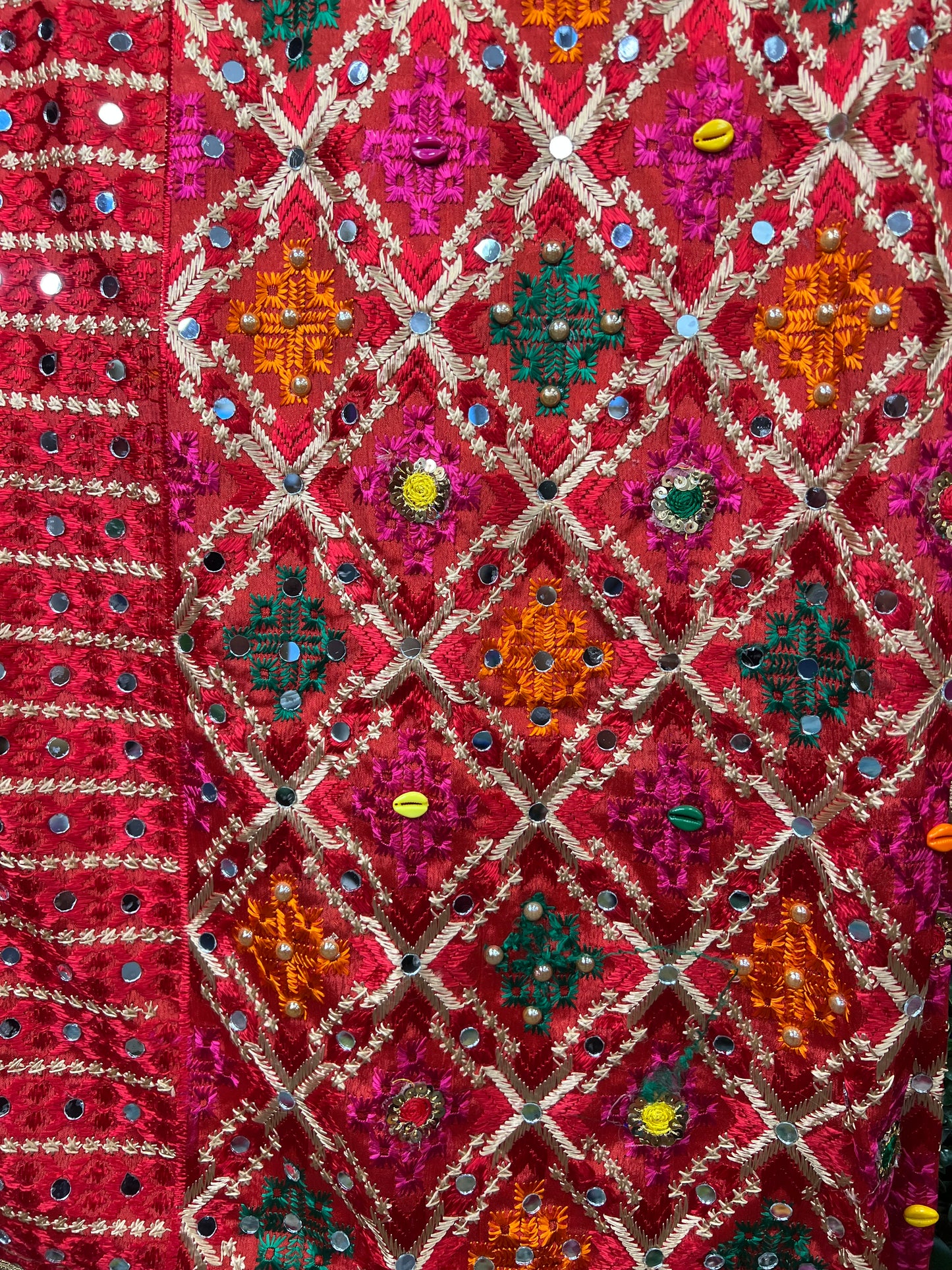 Phulkari Embellished Wool Pink Scarf - 2