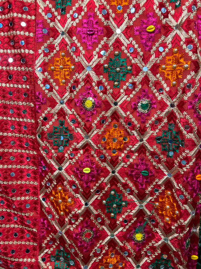 Phulkari Embellished Wool Pink Scarf - 2