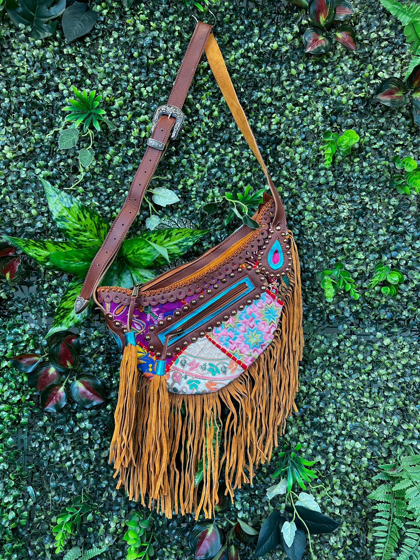 Boho Tan Saddle Fringe Bag - 11