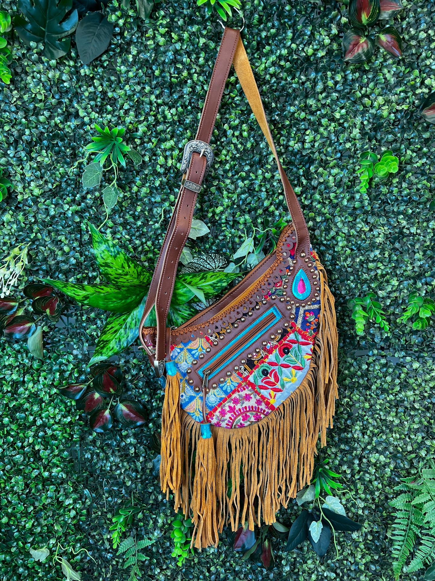 Boho Tan Saddle Fringe Bag - 7