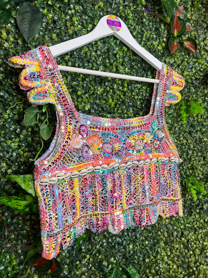 Crochet Sequin Shell Top - 4