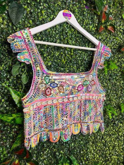 Crochet Sequin Shell Top - 3