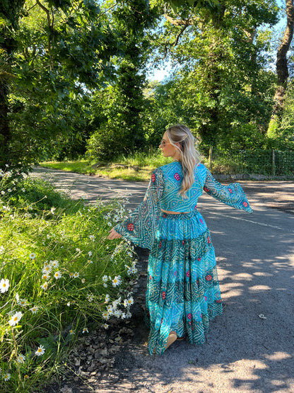 Aura Top & Maxi Skirt Set in Blue