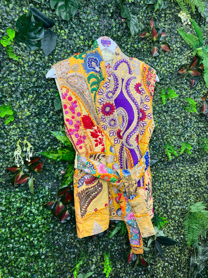 Vintage Tapestry Waistcoat in Yellow - 1