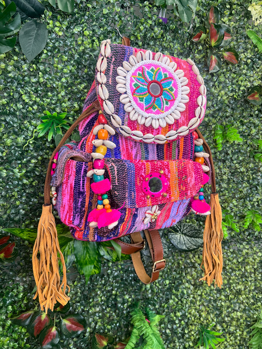 Rag Rug & Leather Backpack - 4