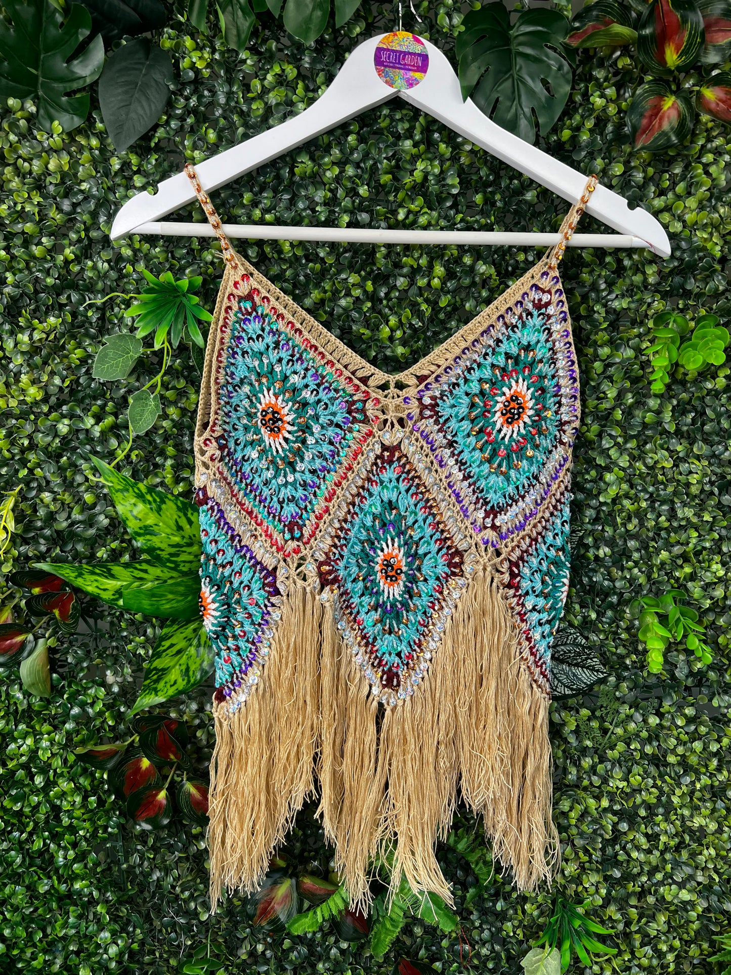 Crochet Sand Sequin Top