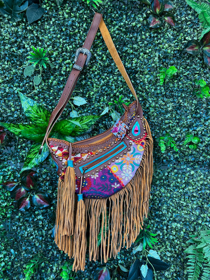 Boho Tan Saddle Fringe Bag - 10