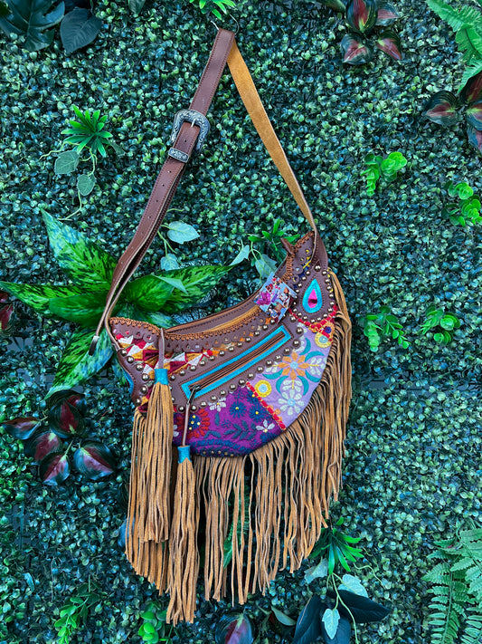 Boho Tan Saddle Fringe Bag - 10