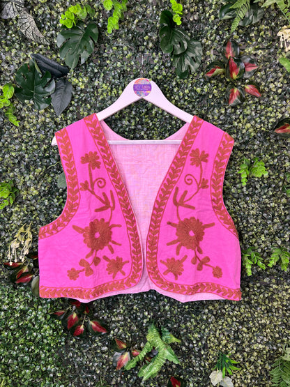 Suzani Waistcoat in Pink & Tan