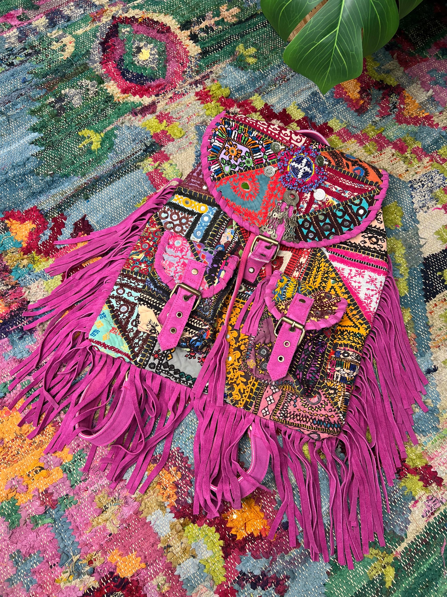 Boho Pink Tassel Backpacks - 1