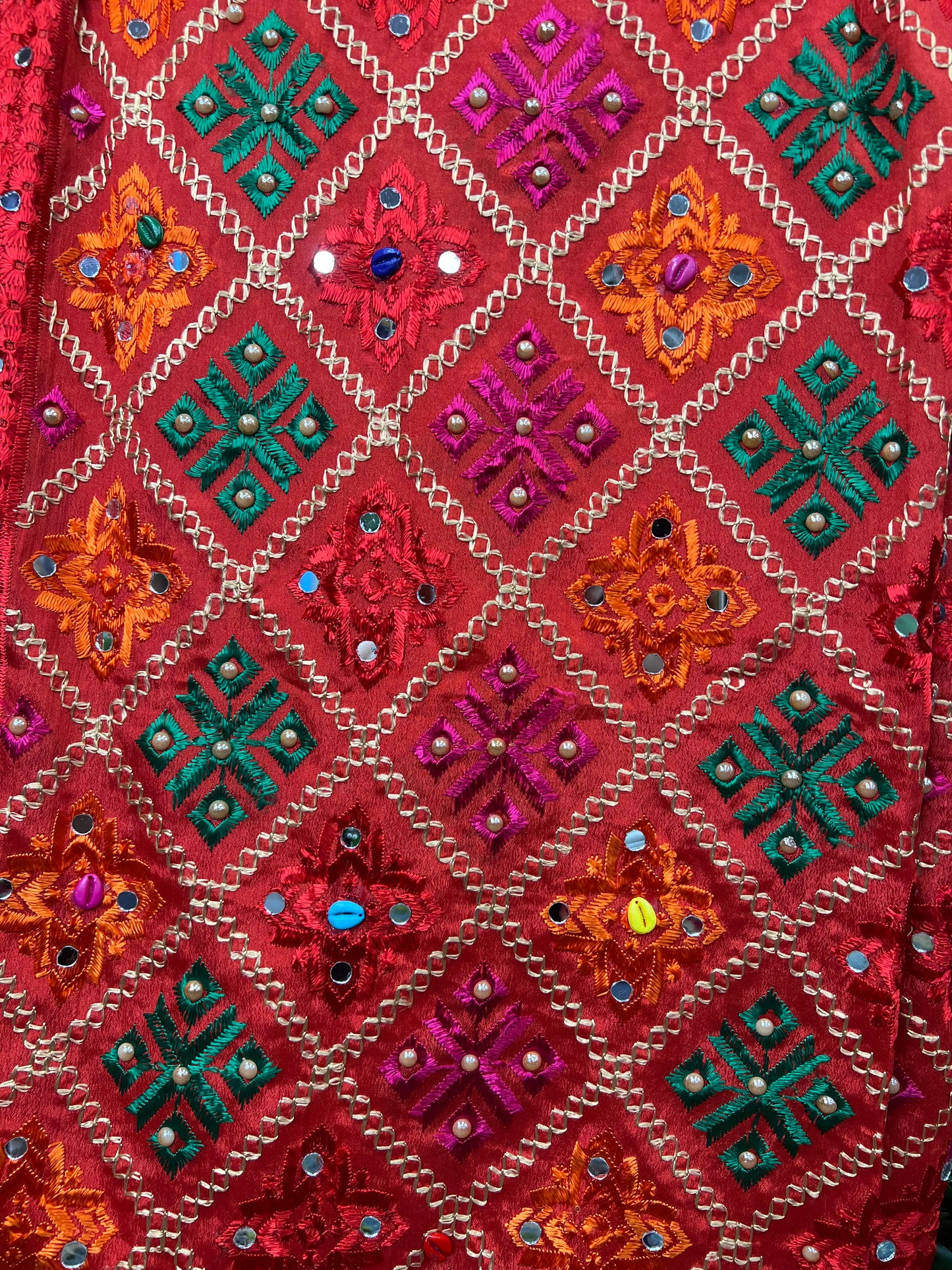 Phulkari Embellished Wool Pink Scarf - 3