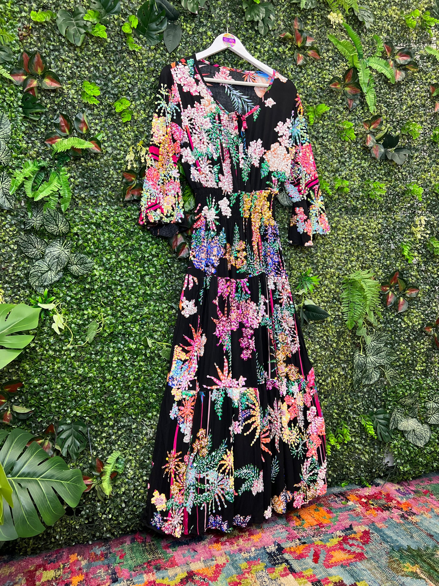 Gypsy Soul Maxi Dress in Black Flowers