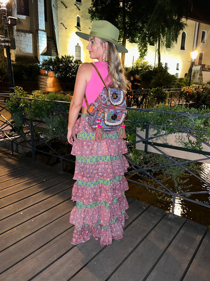 Frida Maxi Skirt - Pink & Green