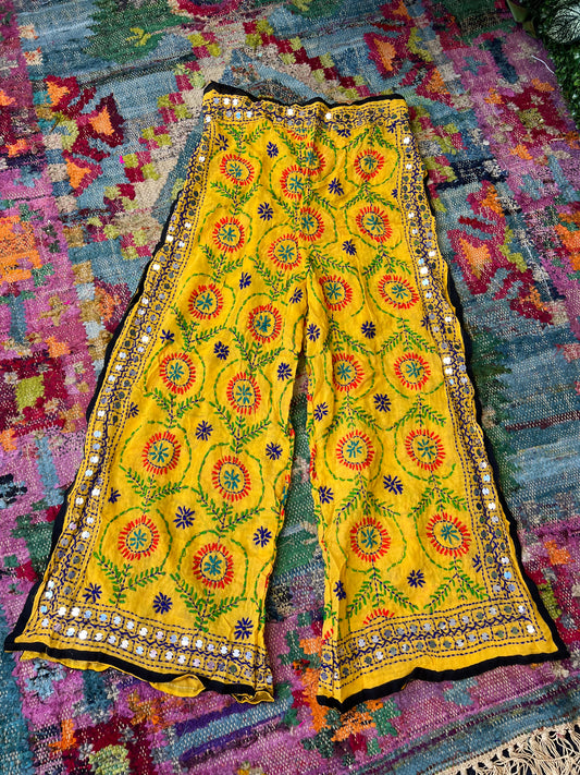 Phulkari Pants - Yellow