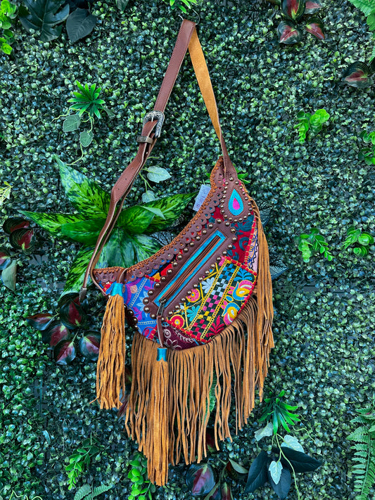 Boho Tan Saddle Fringe Bag - 9