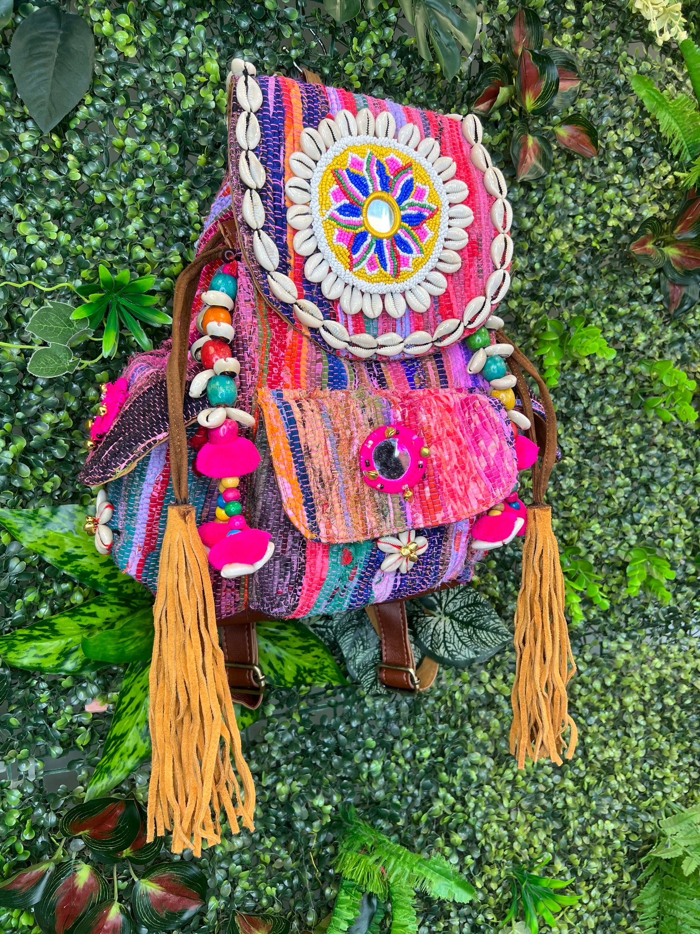 Rag Rug & Leather Backpack - 4