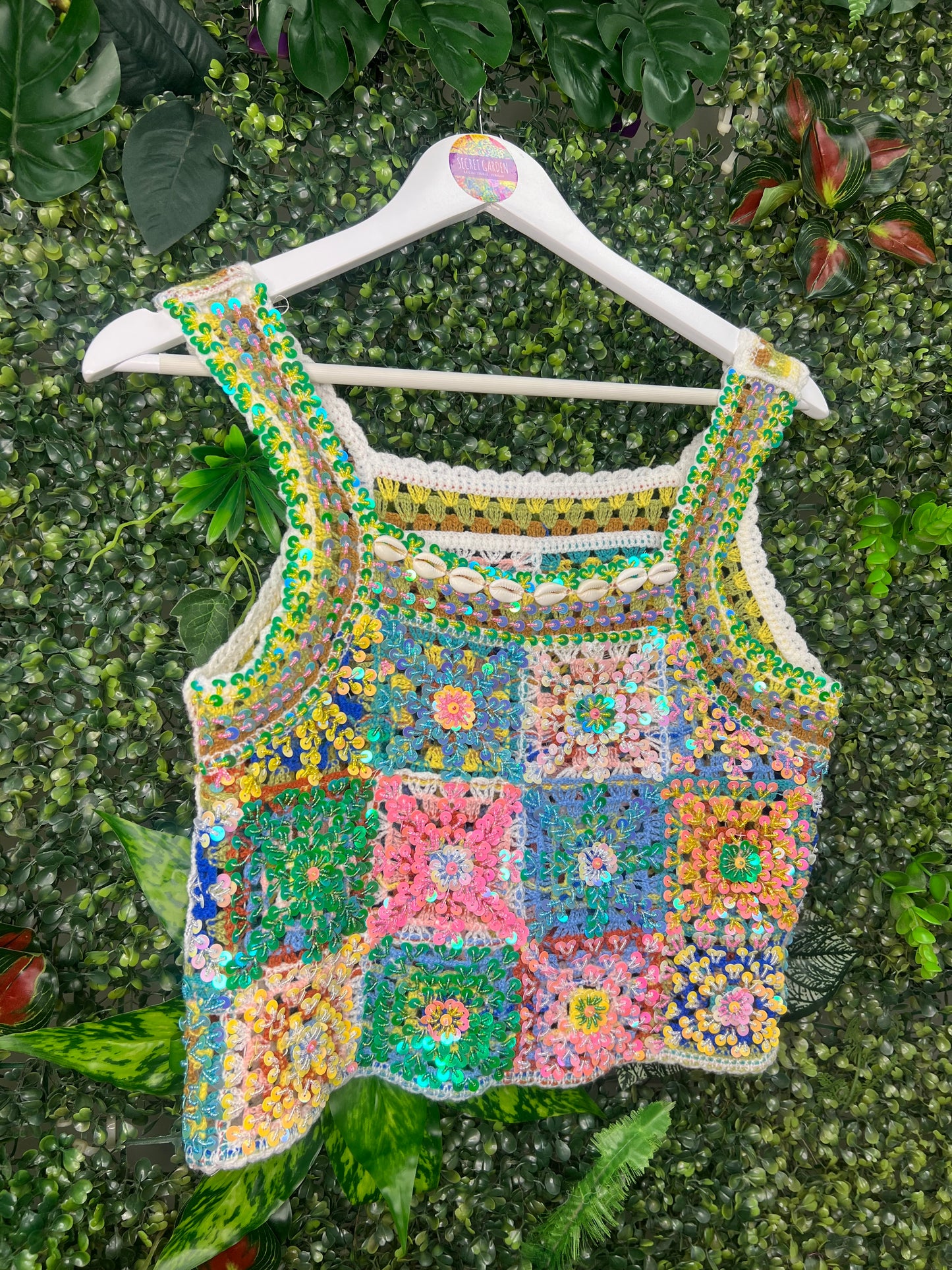 Crochet Sequin Shell Top