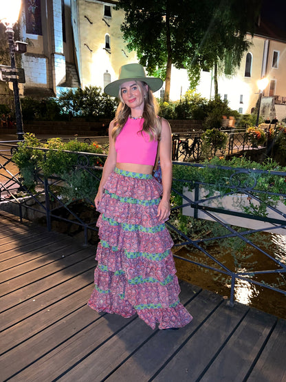 Frida Maxi Skirt - Pink & Green