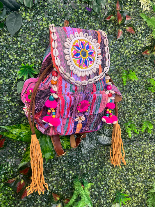 Rag Rug & Leather Backpack - 2