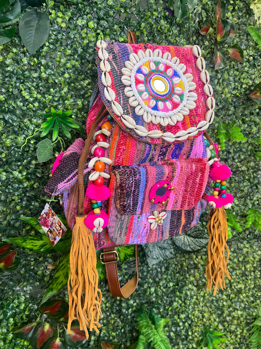 Rag Rug & Leather Backpack - 1