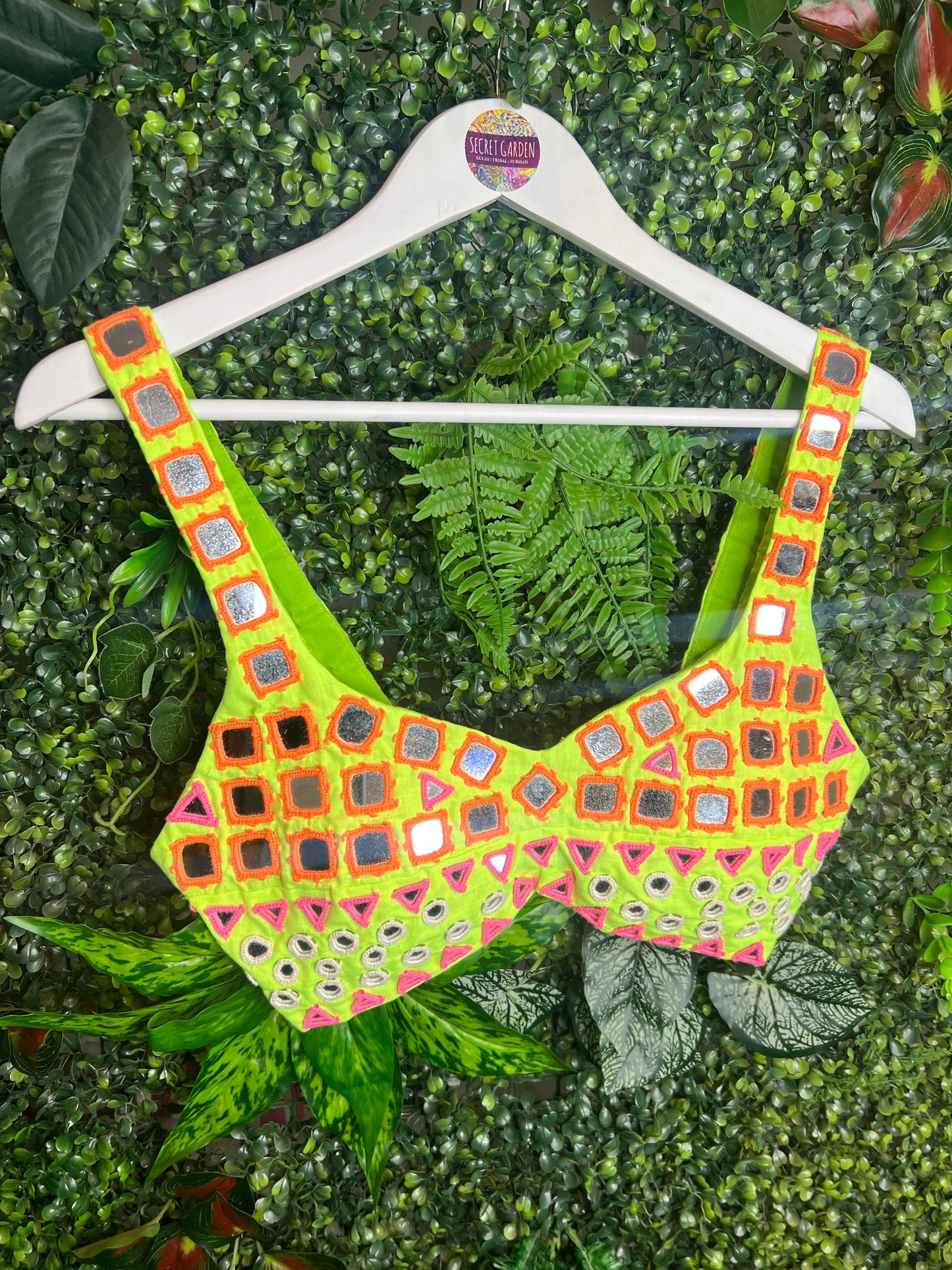 Mendoza Mirrored Tops - Lime Green Bralet