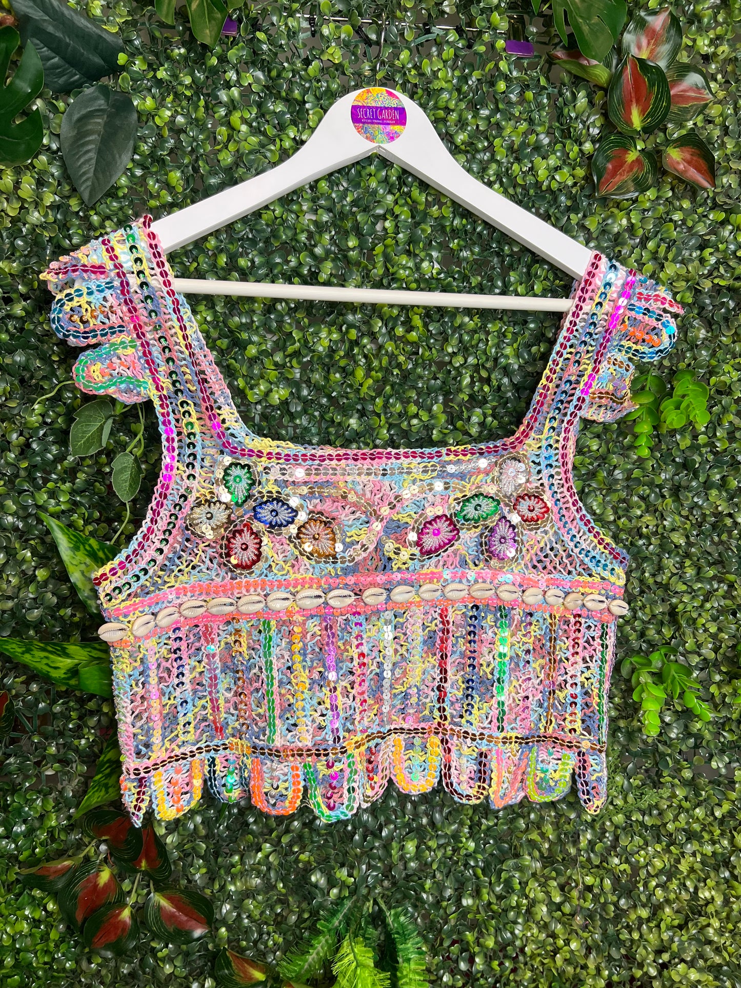 Crochet Sequin Shell Top - 3