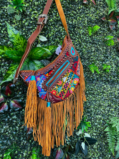 Boho Tan Saddle Fringe Bag - 9