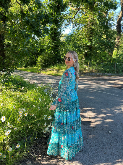 Aura Top & Maxi Skirt Set in Blue