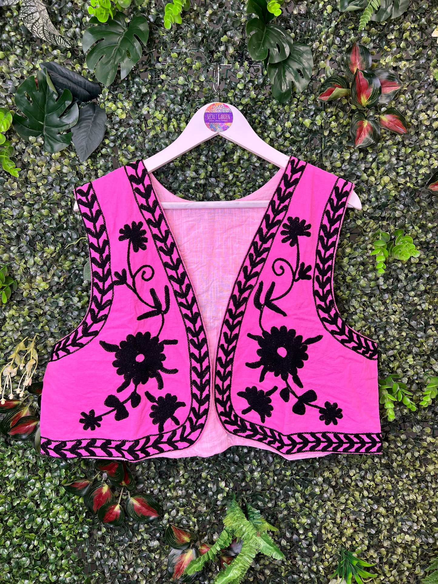 Suzani Waistcoat in Pink & Black