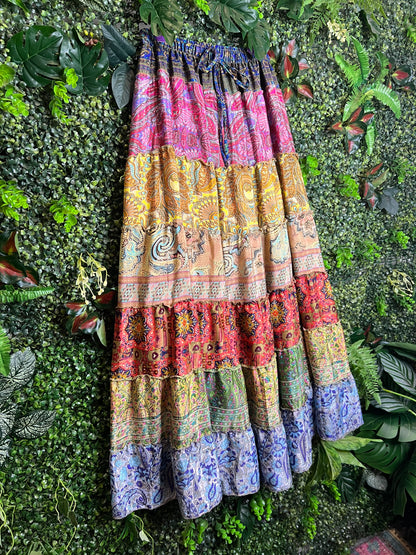 Patchwork Maxi Skirt - 19