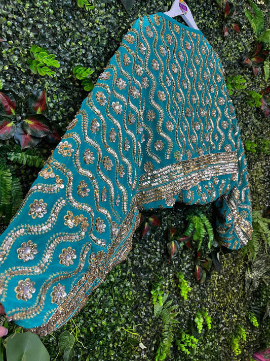 Bolero Jacket in turquoise & gold