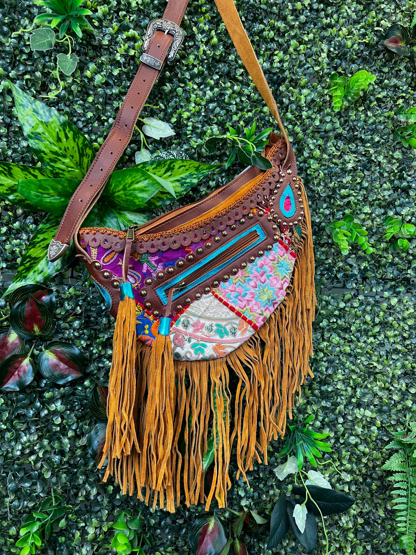 Boho Tan Saddle Fringe Bag - 11