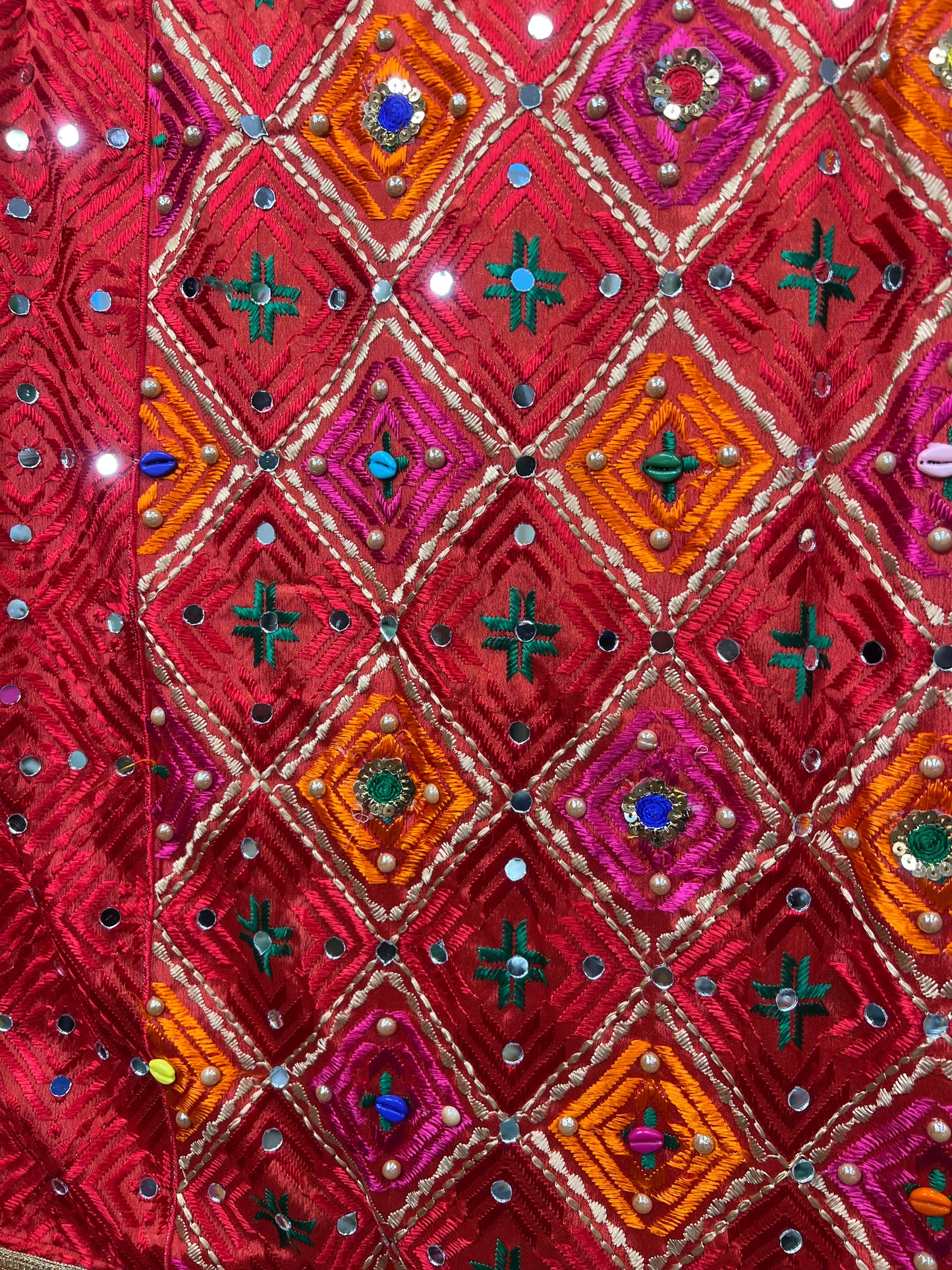 Phulkari Embellished Wool Pink Scarf - 5