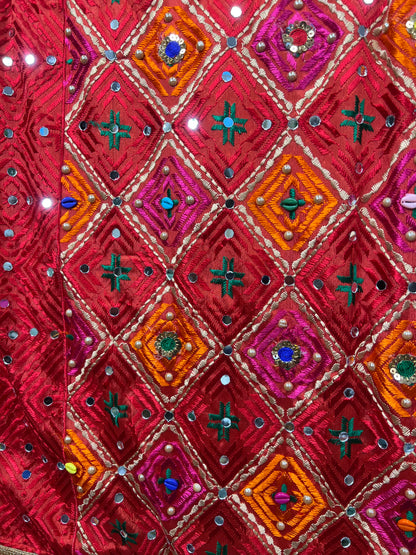 Phulkari Embellished Wool Pink Scarf - 5