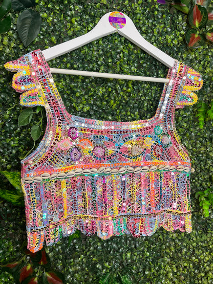 Crochet Sequin Shell Top - 4