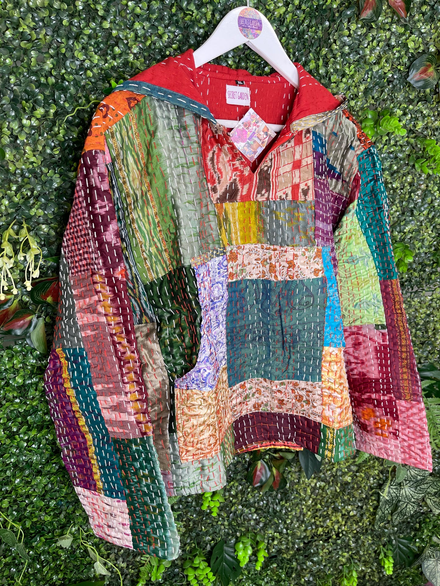 Multicolour Kantha Hoodie - 5 - UK 16-18